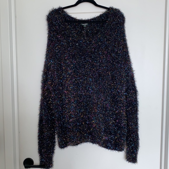 Wild Fable Rainbow Tinsel Fuzzy Oversized Sweater - Picture 3 of 7